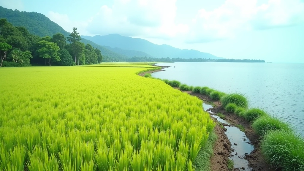 Coastal erosion and environmental damage visible at a beach area with deteriorated structures